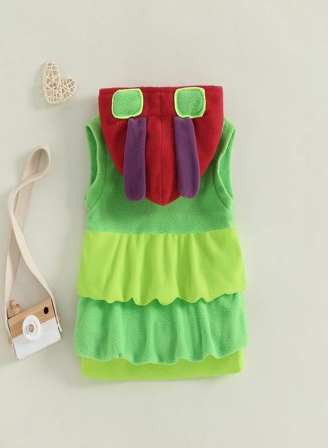 Pudcoco Kids Toddler Baby Boys Girls Halloween Hungry Caterpillar Costume Fleece Hooded Sweatshirt Party Cosplay (Green, 2-3T) - Image 3